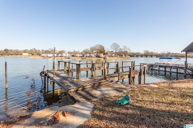 view of dock featuring a water view