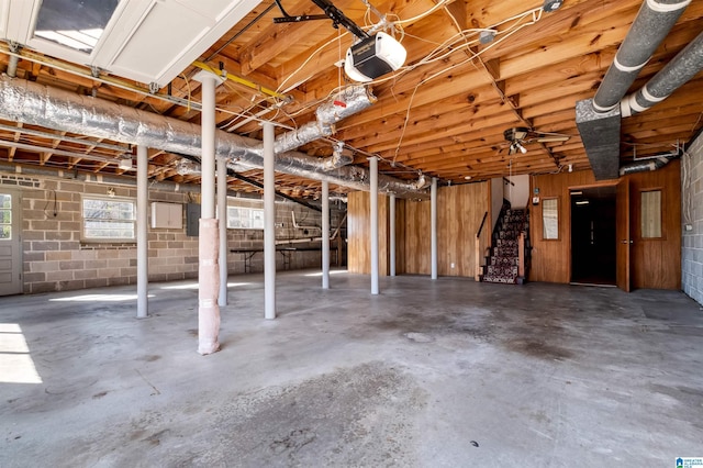 basement featuring electric panel