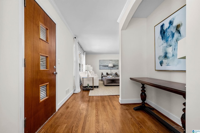 hall featuring light hardwood / wood-style flooring