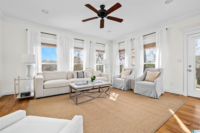 living room featuring hardwood / wood-style floors and plenty of natural light