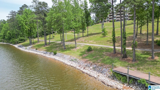 view of home's community with a water view