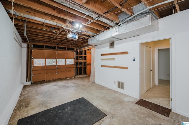 garage with a garage door opener