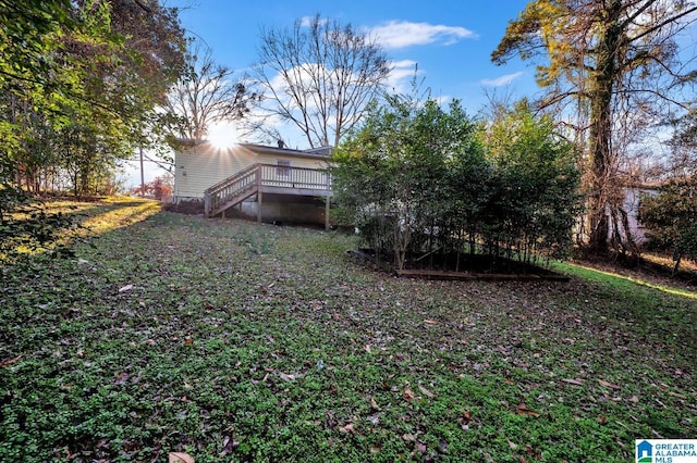 view of yard featuring a deck