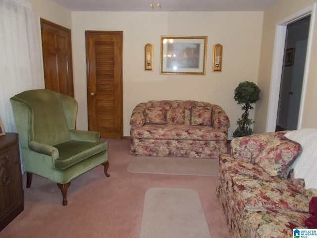 living room with carpet flooring