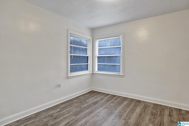 empty room featuring hardwood / wood-style floors and a textured ceiling