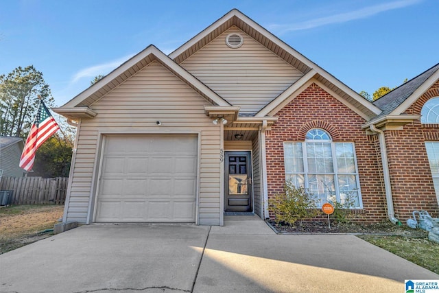 view of front of property with a garage