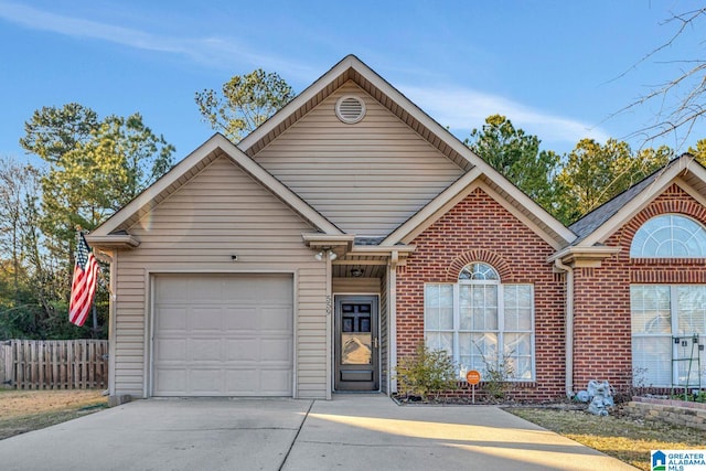 view of front of home with a garage