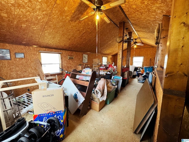 interior space featuring ceiling fan