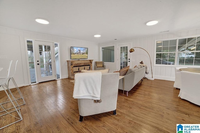 living room featuring wood-type flooring