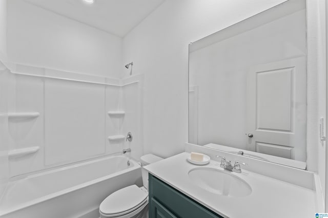 full bathroom with tub / shower combination, toilet, and vanity