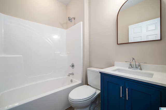 full bathroom with toilet, vanity, and  shower combination