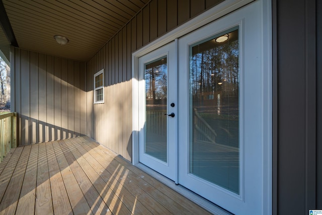 wooden terrace with french doors