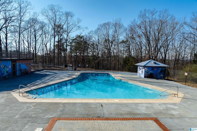 view of swimming pool with a patio