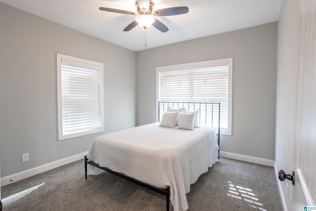 bedroom with carpet and ceiling fan