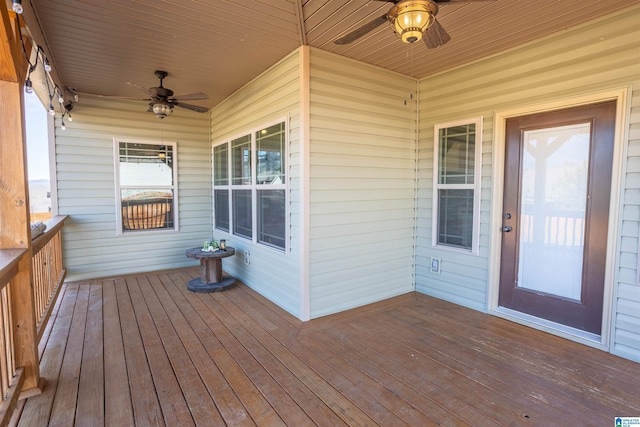 deck featuring ceiling fan