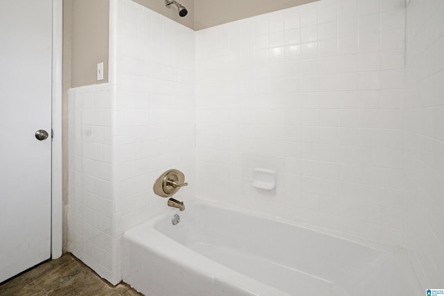 bathroom with  shower combination and hardwood / wood-style flooring