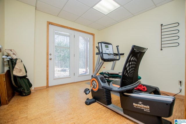 395 Creek Run Rd, Wedowee, AL 36278 - workout room with baseboards and a drop ceiling