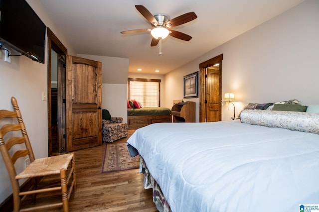 395 Creek Run Rd, Wedowee, AL 36278 - bedroom with wood finished floors and a ceiling fan