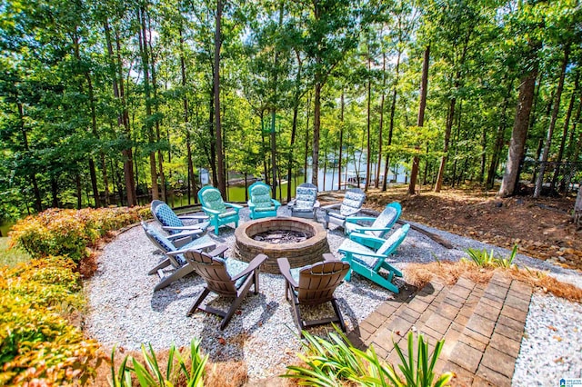 view of patio / terrace with an outdoor fire pit