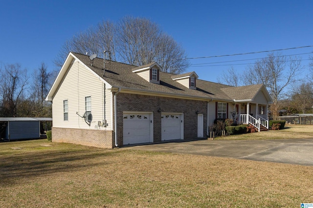 view of property exterior with a lawn