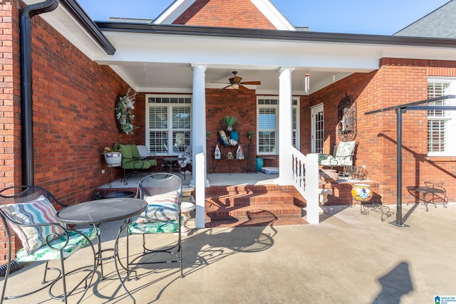 view of patio / terrace featuring ceiling fan