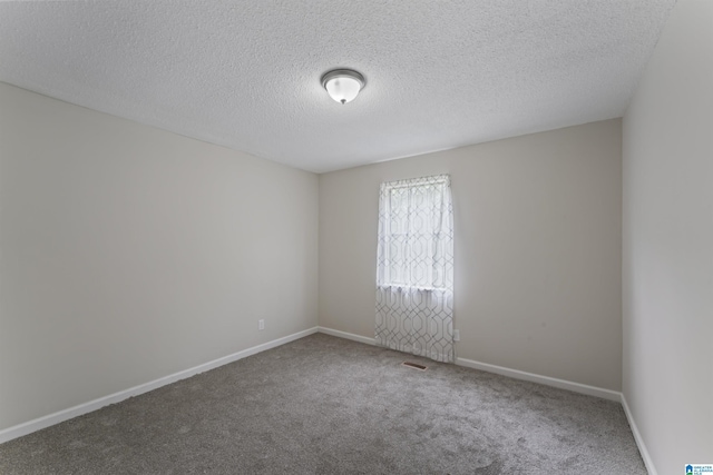 carpeted spare room featuring a textured ceiling