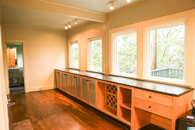 interior space with dark hardwood / wood-style flooring