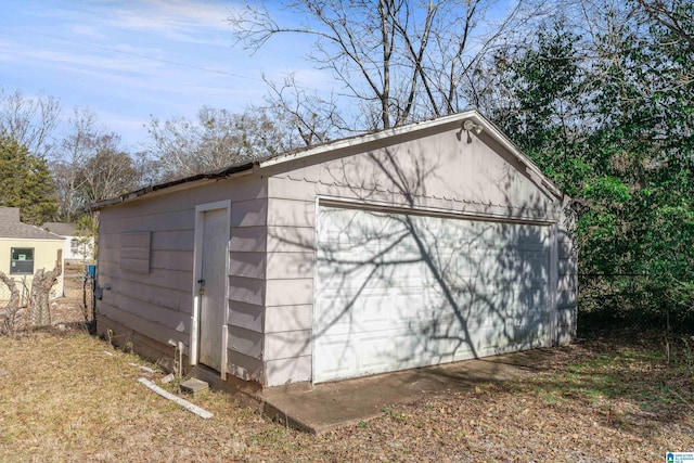 view of outbuilding featuring a garage