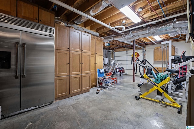 garage featuring stainless steel built in refrigerator