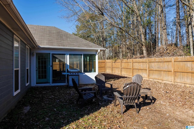 view of yard with a sunroom