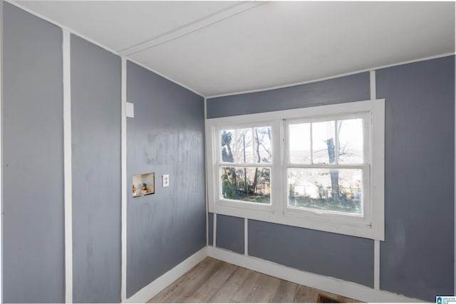 unfurnished room featuring light hardwood / wood-style floors