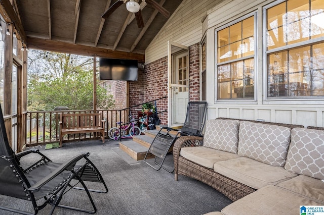 view of patio / terrace with outdoor lounge area and ceiling fan