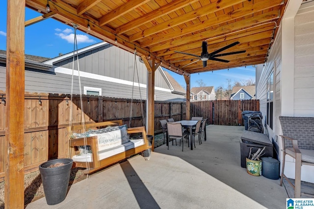 view of patio / terrace with ceiling fan