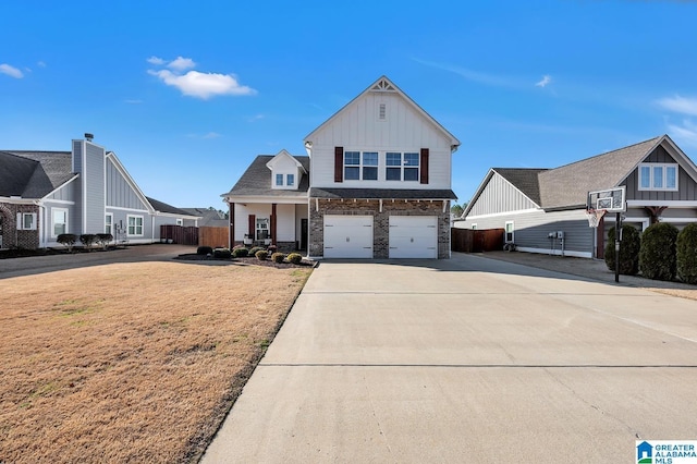 view of front of property with a front lawn and a garage