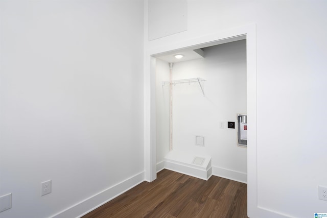 washroom with dark hardwood / wood-style floors