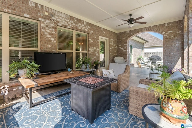 view of patio / terrace featuring outdoor lounge area and ceiling fan