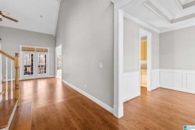 interior space with crown molding and hardwood / wood-style flooring