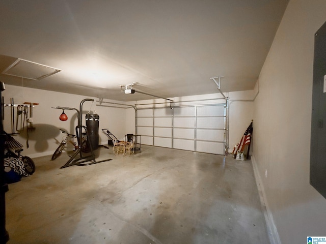 garage with a garage door opener