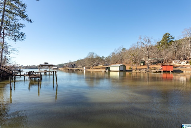 dock area with a water view