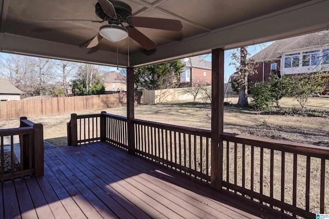 wooden terrace with ceiling fan