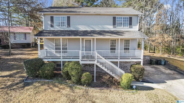 view of front of home featuring covered porch