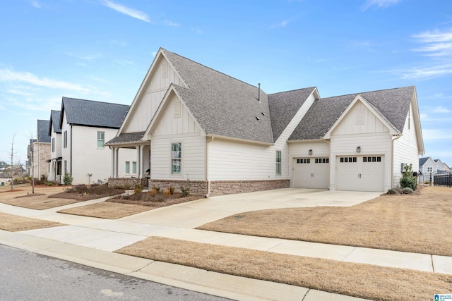 modern farmhouse with a garage