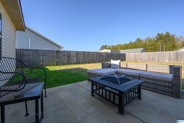 view of patio featuring an outdoor living space