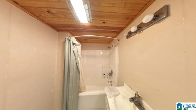 bathroom featuring wood ceiling