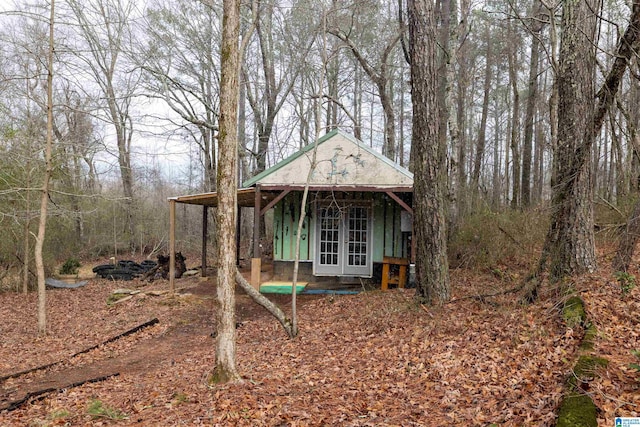 view of outdoor structure featuring french doors