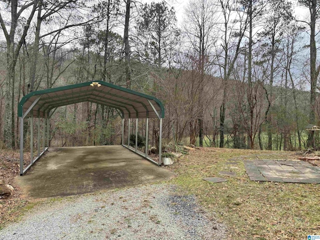 view of parking with a carport