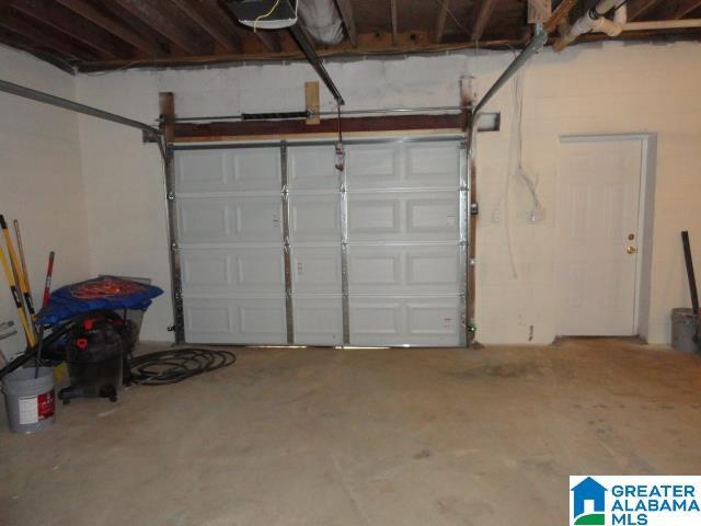 garage with a garage door opener