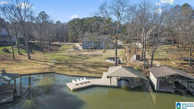 view of dock featuring a water view