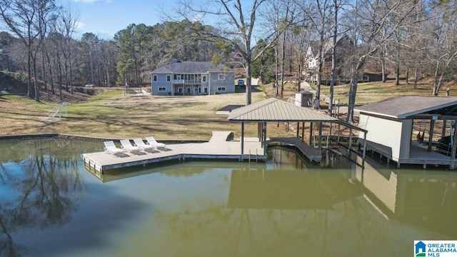 dock area featuring a water view