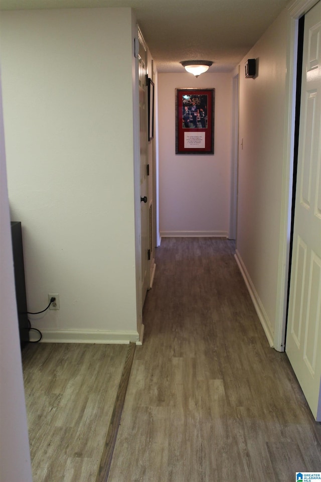 hall with hardwood / wood-style flooring